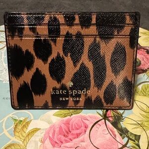Kate Spade Black and Brown Animal Print Card Holder